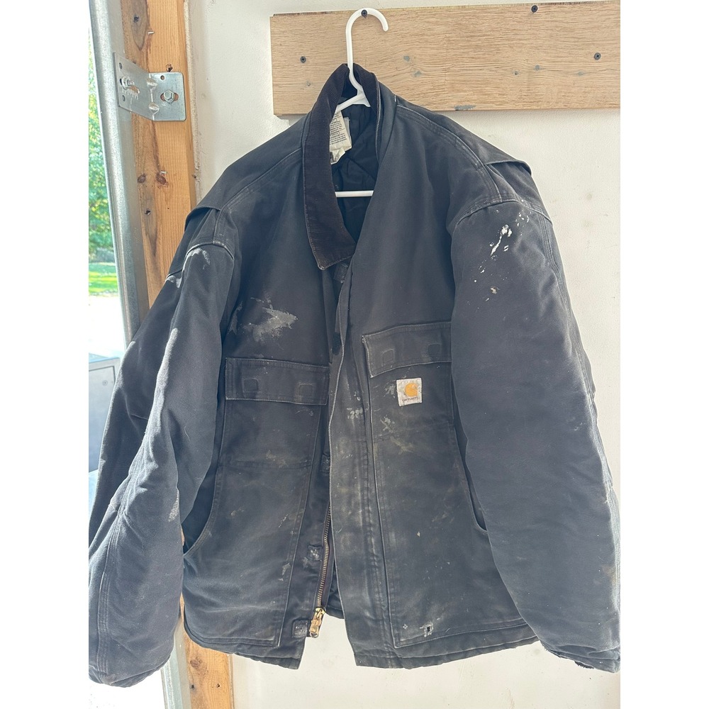 Carhartt C003 BLK Arctic Traditional Coat Mens XL Black Vintage USA Made Stained